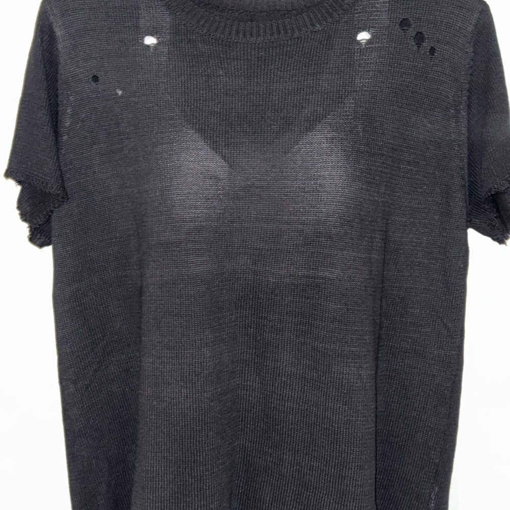 Black Distressed Knit Sweater